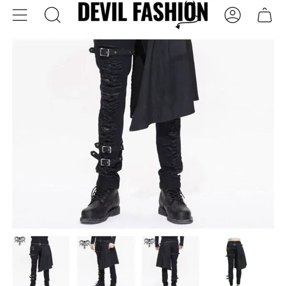 Devil Fashion "Incubus" Punk Ripped Trouser - Picture 3 of 11